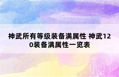 神武所有等级装备满属性 神武120装备满属性一览表